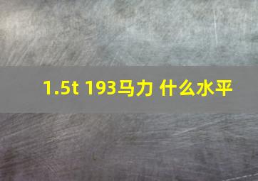 1.5t 193马力 什么水平